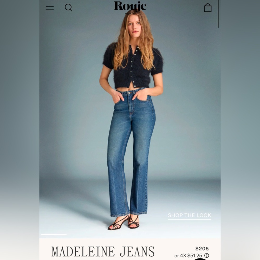 Rouje Madeline jeans size 27, 100% cotton,high waist, straight leg slight flare